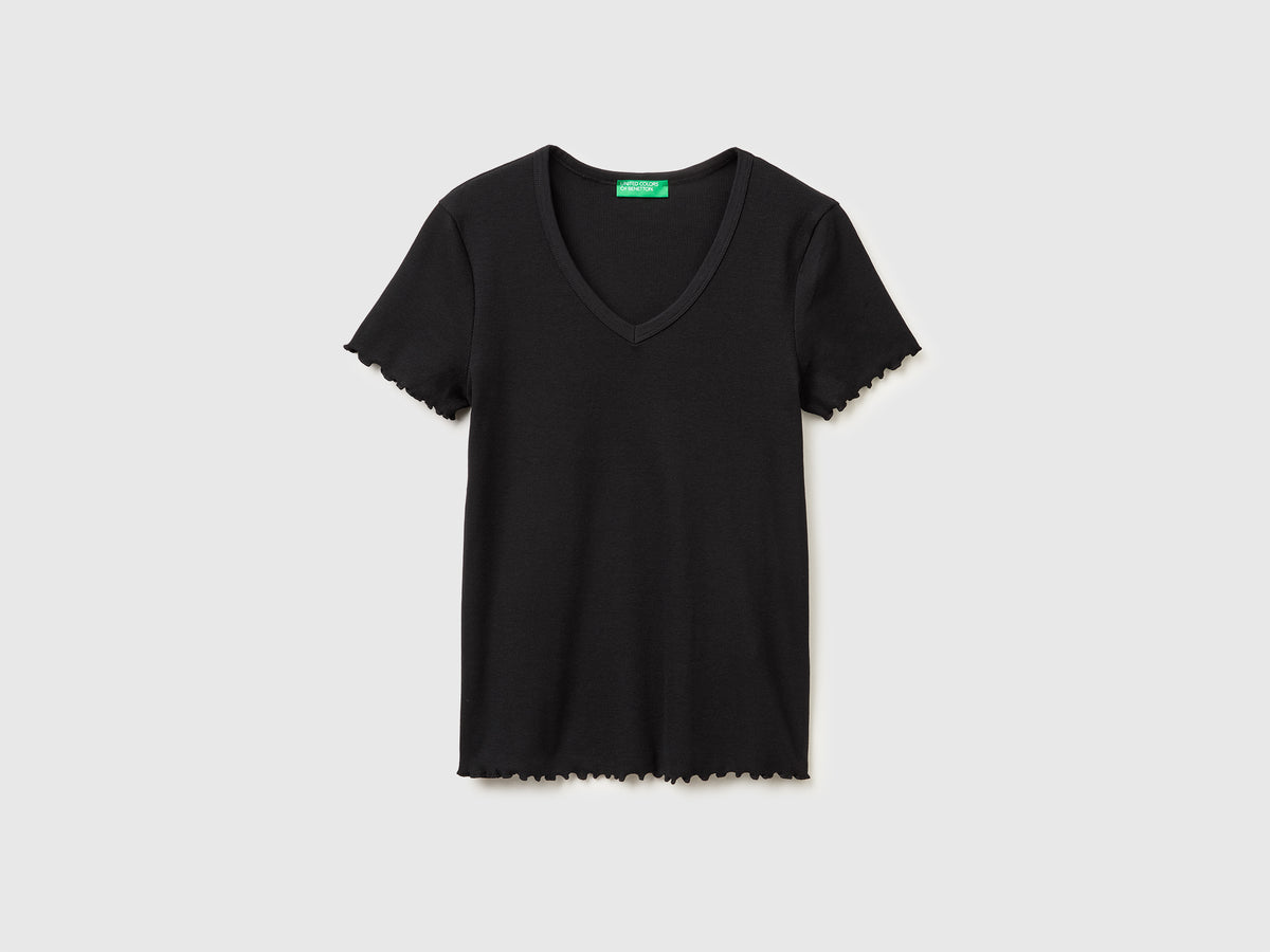 T-shirt decote em V canelado - ucb_image_FS