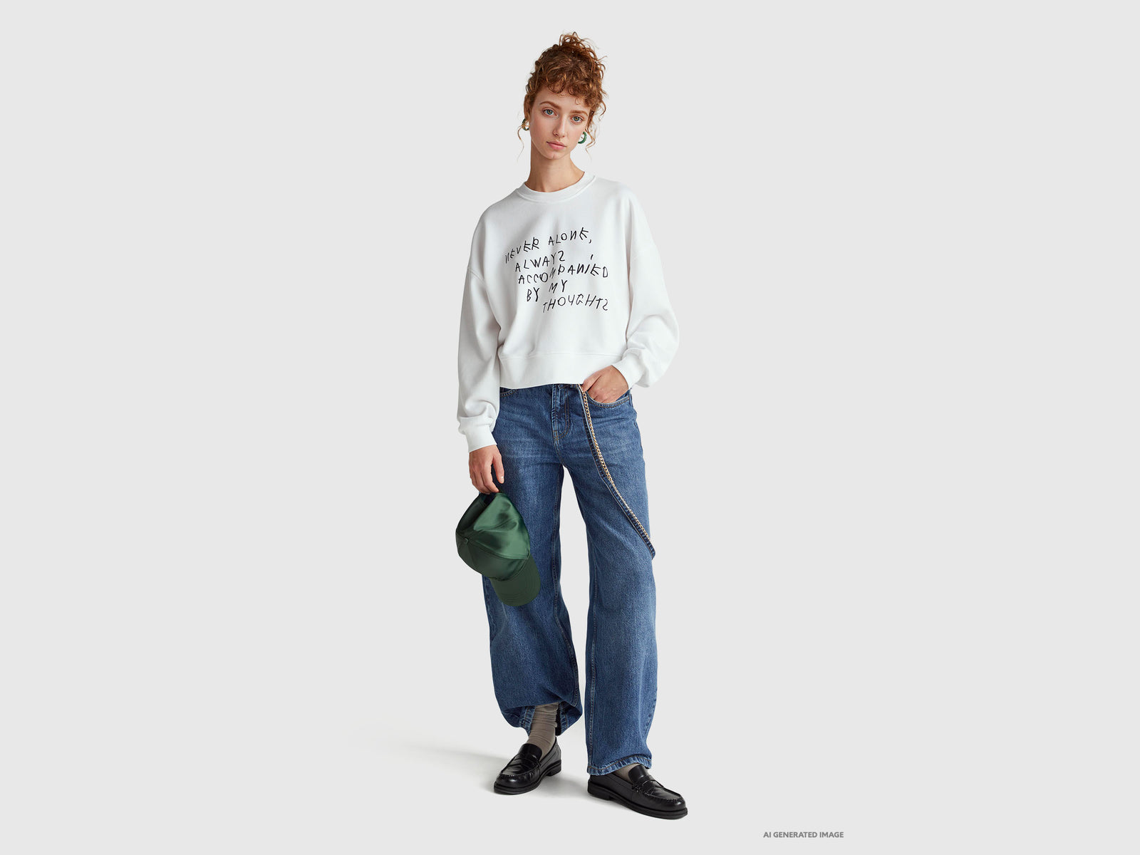 White sweatshirt with Coco Capitán embroidery