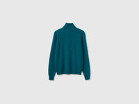 Camisola de gola alta azul-petróleo em pura lã Merino - ucb_image_BS