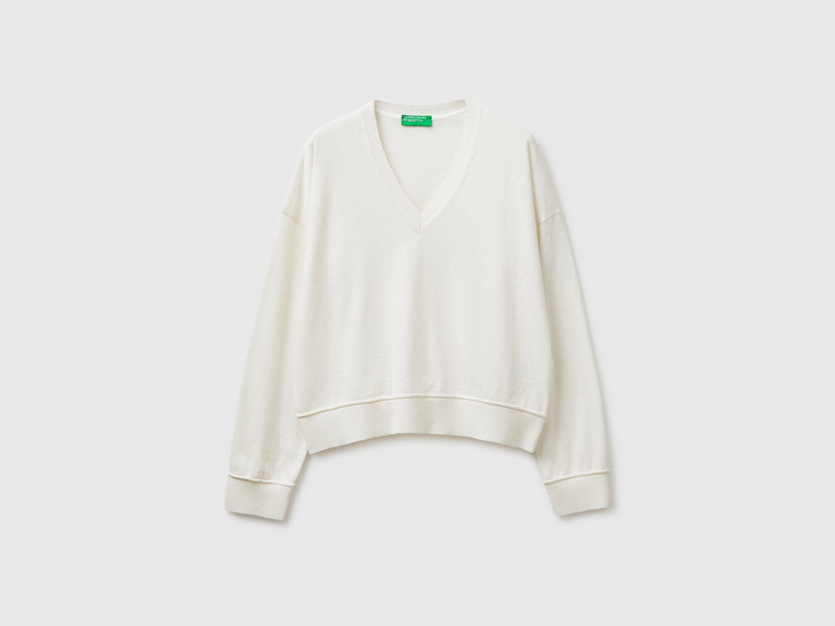 Camisola decote em V em algodão e lã - ucb_image_FS
