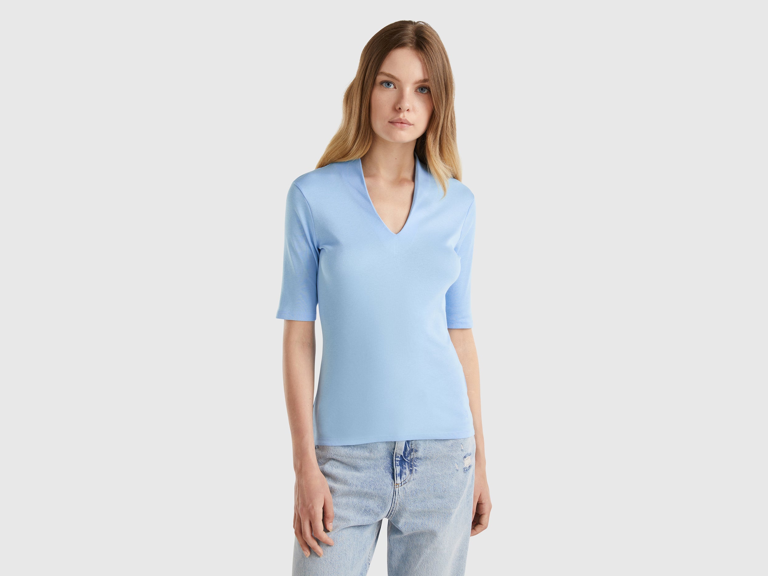 T-shirt slim fit em algodão de fibra longa - ucb_image_F
