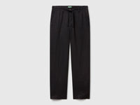 Calças com cordão de ajuste em linho puro - ucb_image_FS