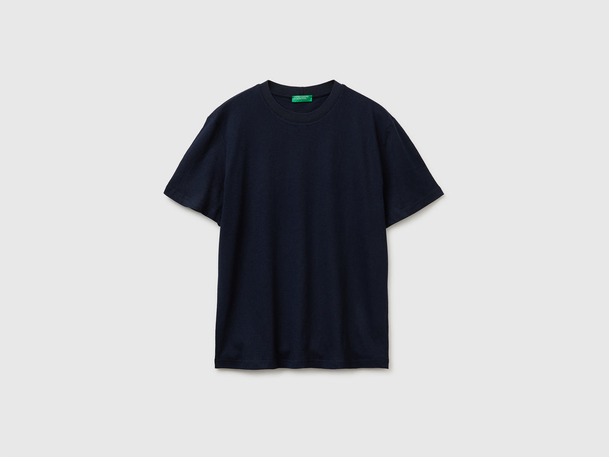 T-shirt de gola redonda em mistura de linho - ucb_image_FS