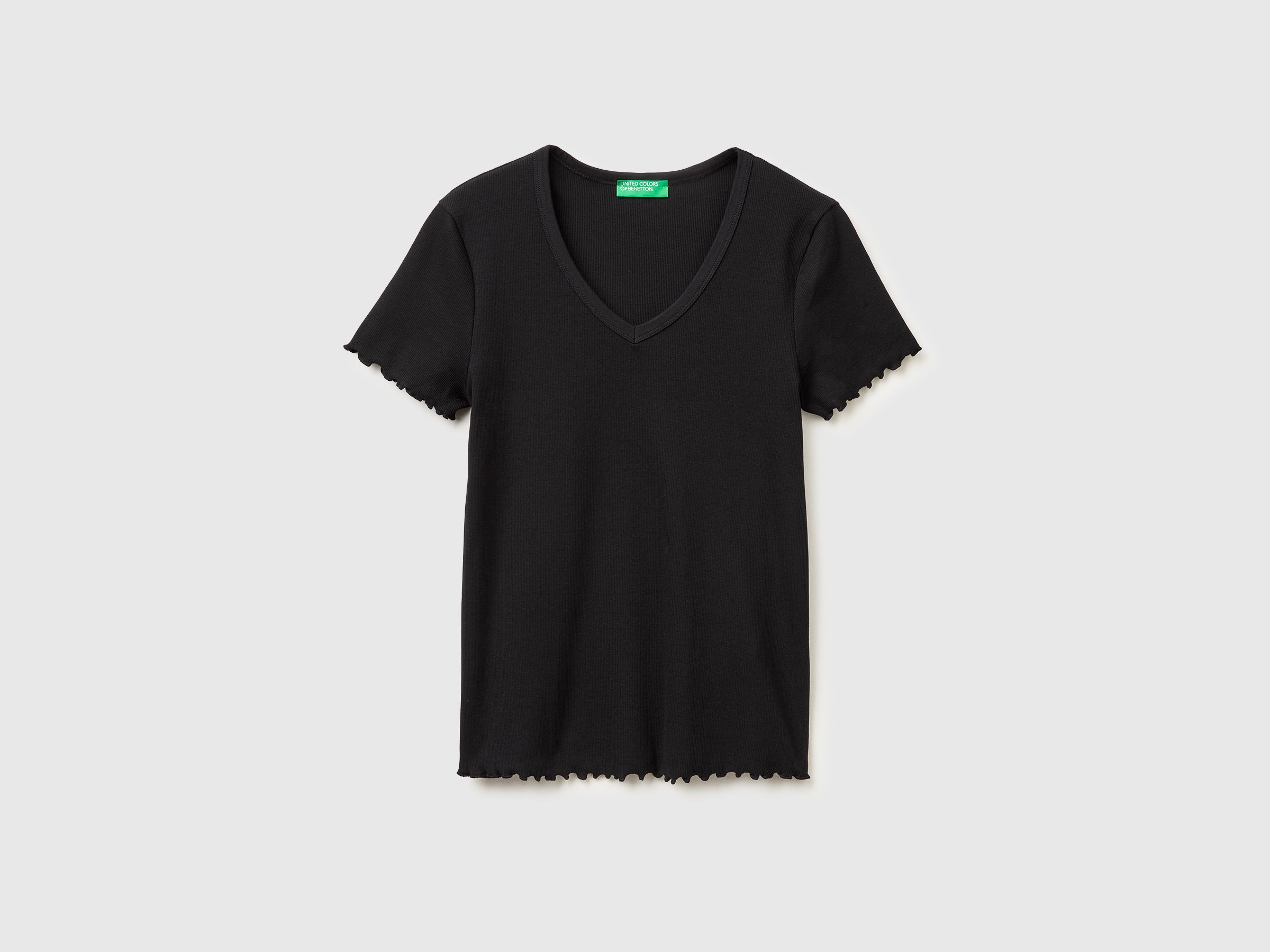 T-shirt decote em V canelado - ucb_image_FS