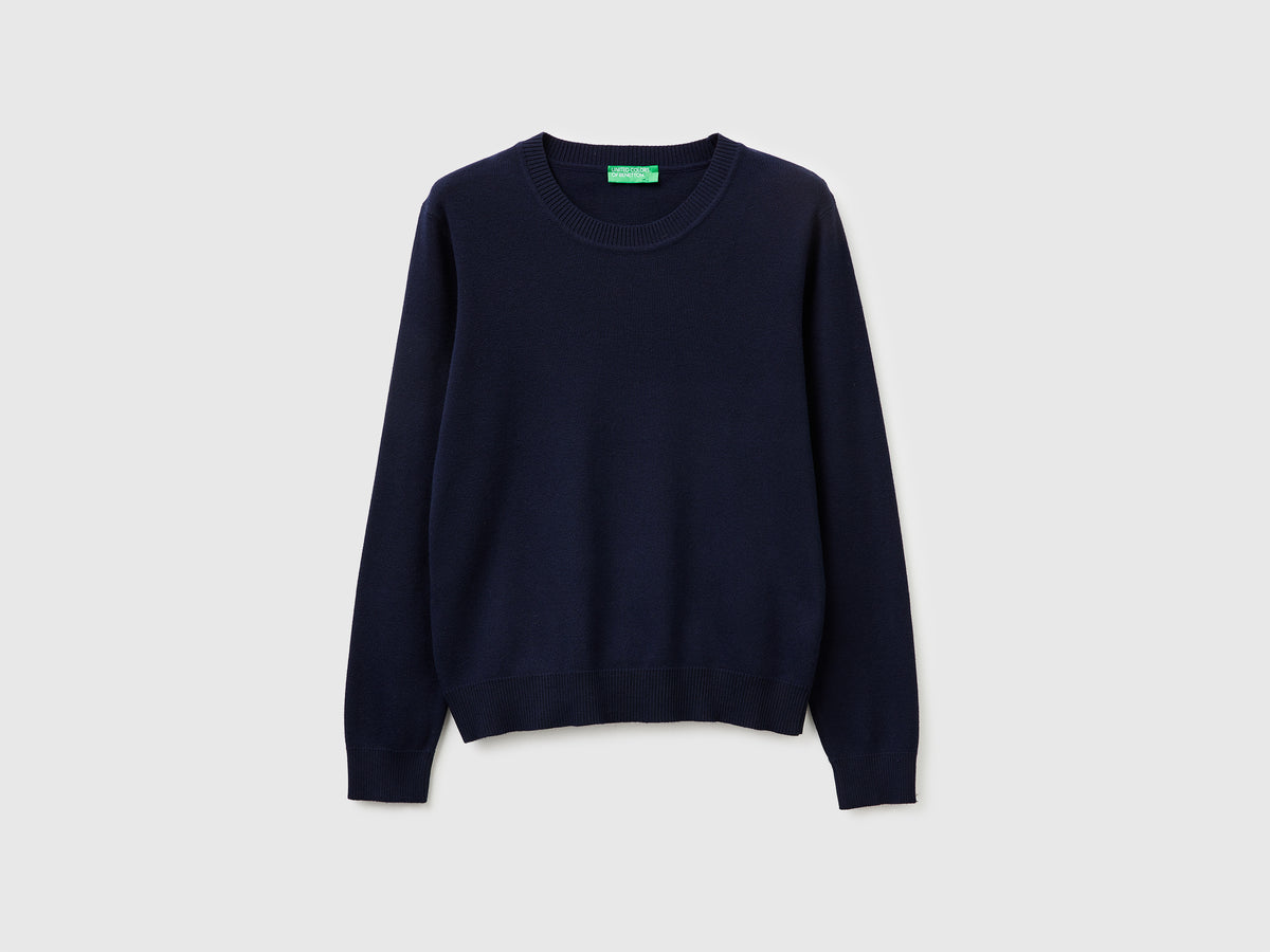 Dark blue sweater in tricot cotton - ucb_image_FS