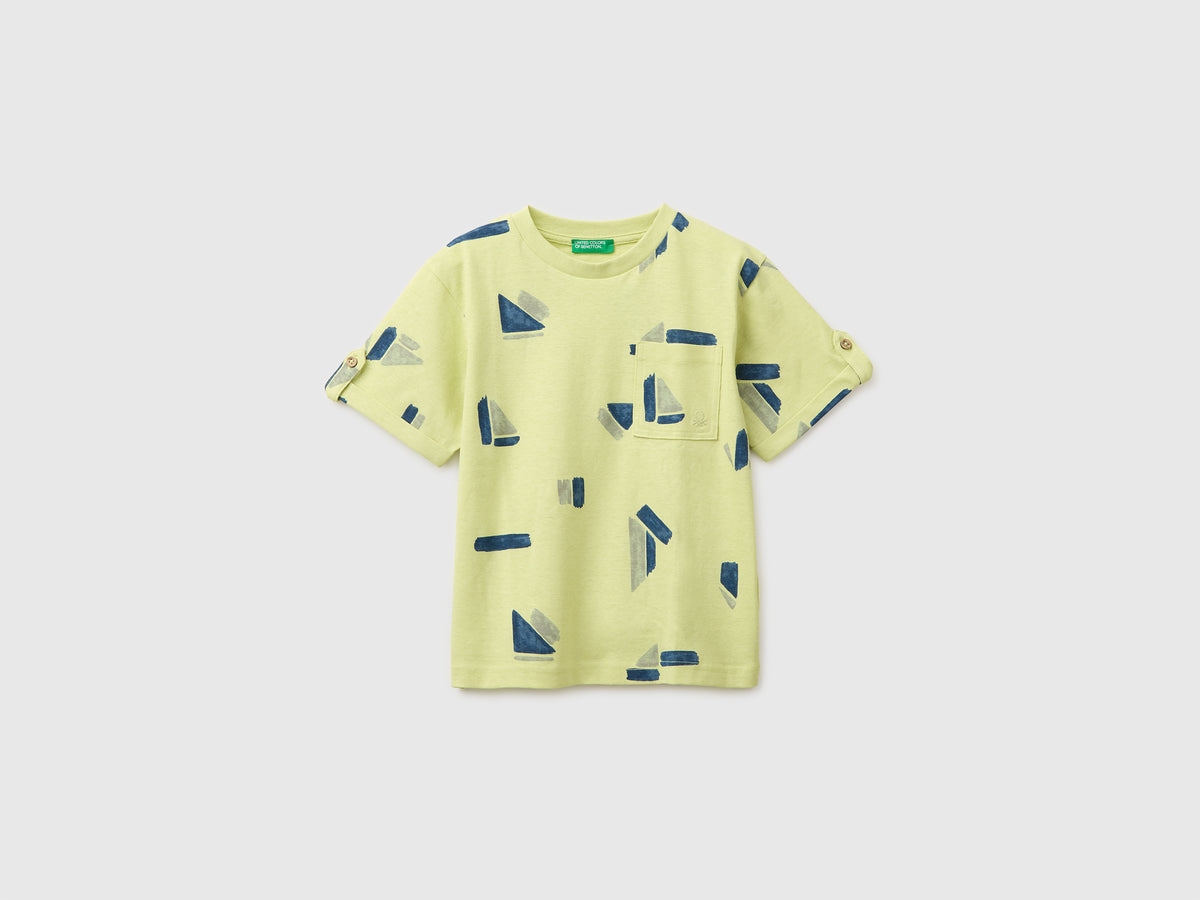 T-shirt estampada em mistura de linho - ucb_image_FS