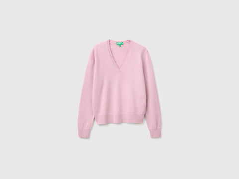 Camisola decote em V lilás em pura lã Merino - ucb_image_FS