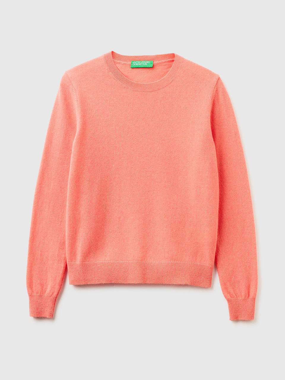 Camisola de gola redonda cor pêssego em pura lã Merino - ucb_image_FS