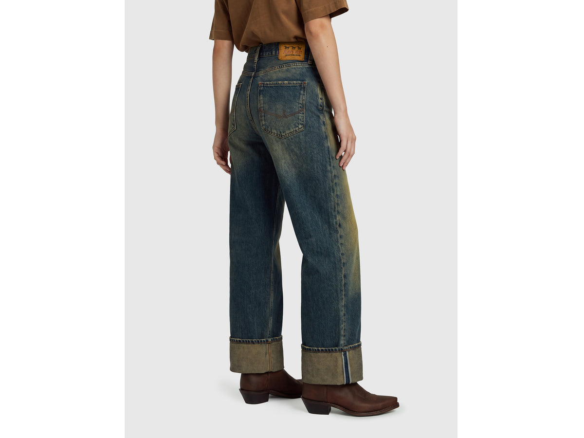 Jeans wide cropped fit efeito vintage - ucb_image_B
