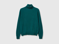 Camisola de gola alta verde em pura lã Merino - ucb_image_FS