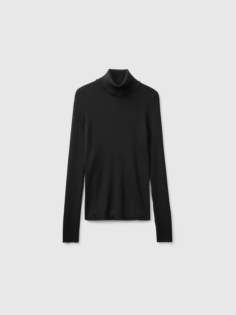 Camisola de gola alta canelada em mistura de seda e lã - ucb_image_FS