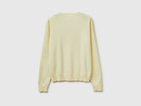 Light yellow V-neck sweater in cotton tricot - ucb_image_BS