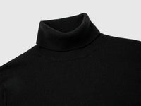 Camisola de gola alta preta em pura lã Merino - ucb_image_DS1