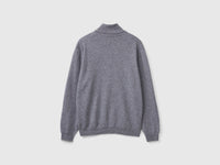 Camisola de gola alta cinzenta em pura lã Merino - ucb_image_BS