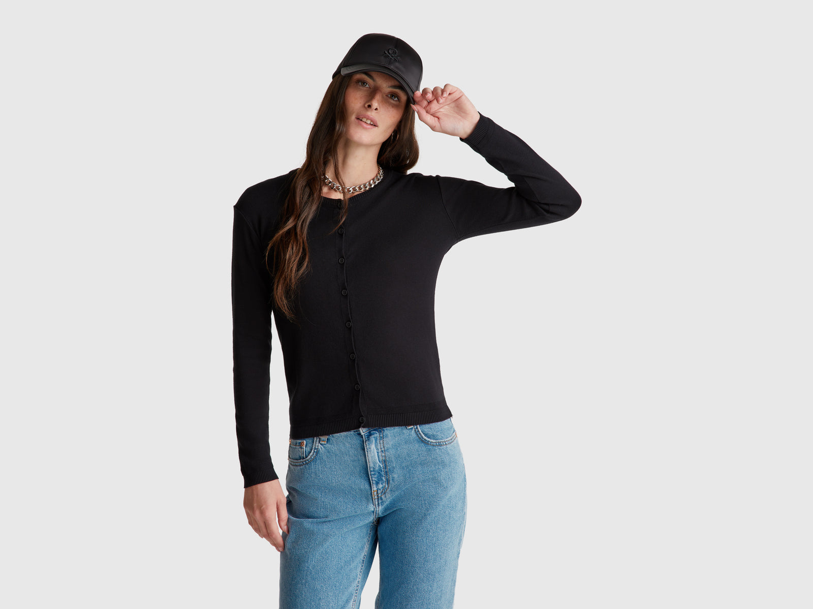 Black 100% cotton cardigan