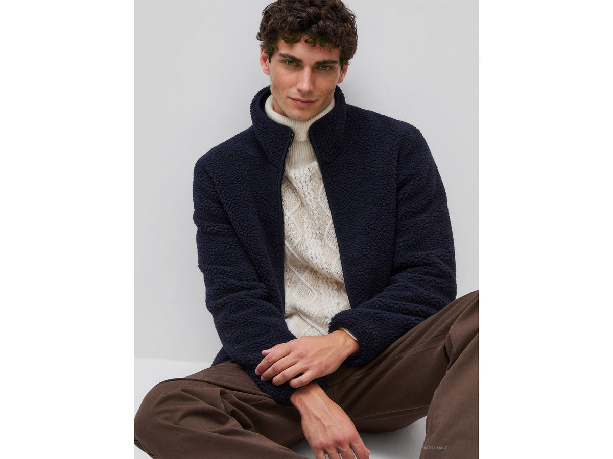 Teddy-effect jacket with zip
