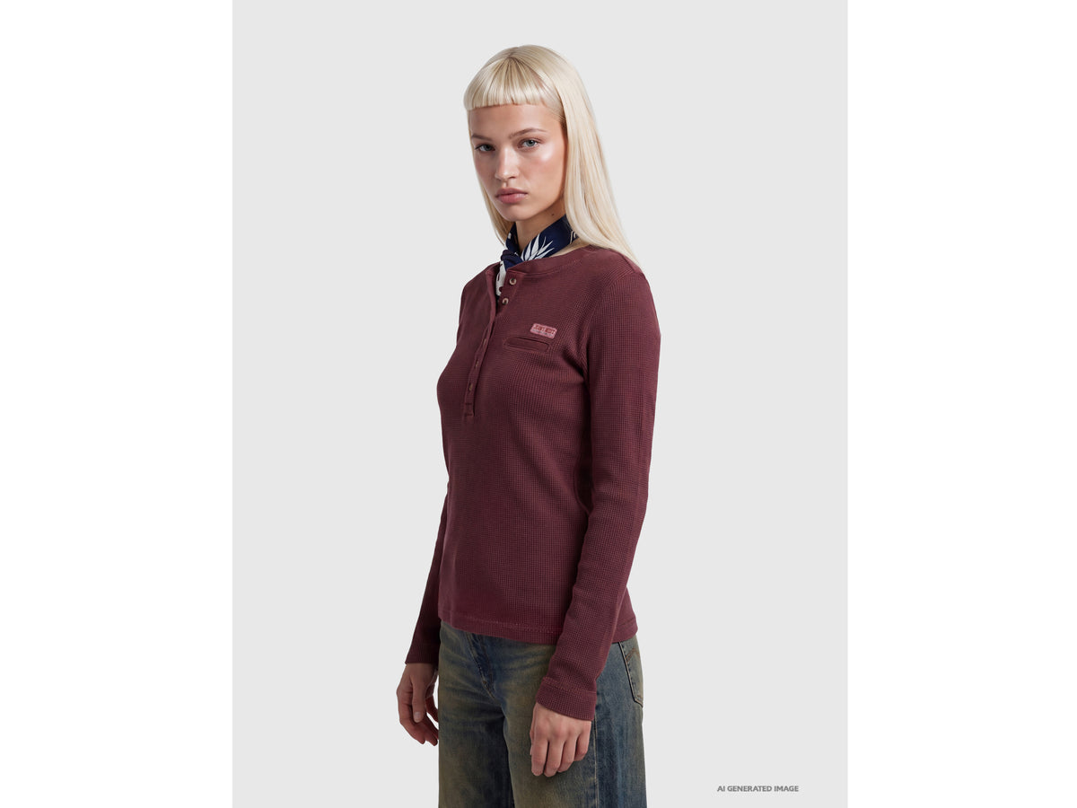 Vintage-effect henley T-shirt