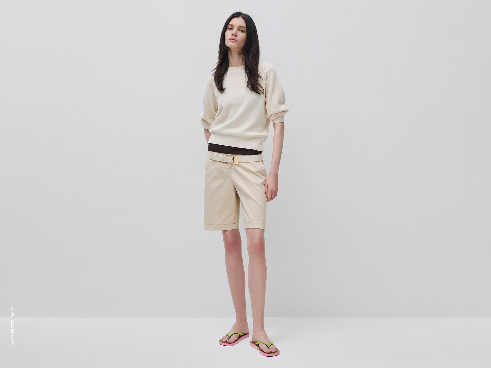 Bermudas with cuff in stretch cotton