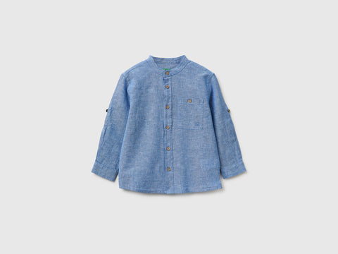 Linen blend mandarin collar shirt - ucb_image_FS