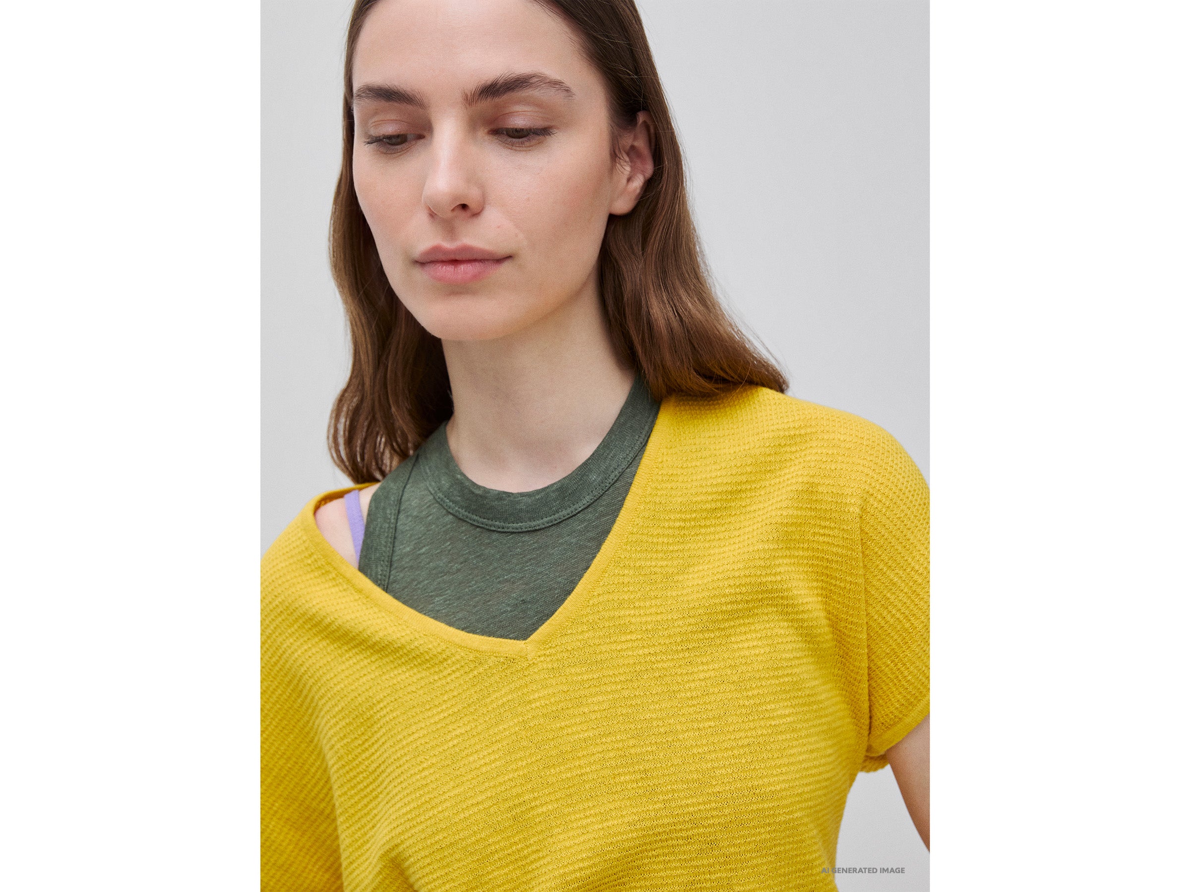 Camisola decote em V em mistura de linho - ucb_image_FY
