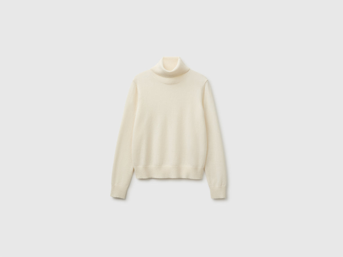 Camisola de gola alta branco nata em pura caxemira - ucb_image_FS
