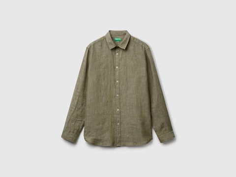 Military green shirt in pure linen - ucb_image_FS
