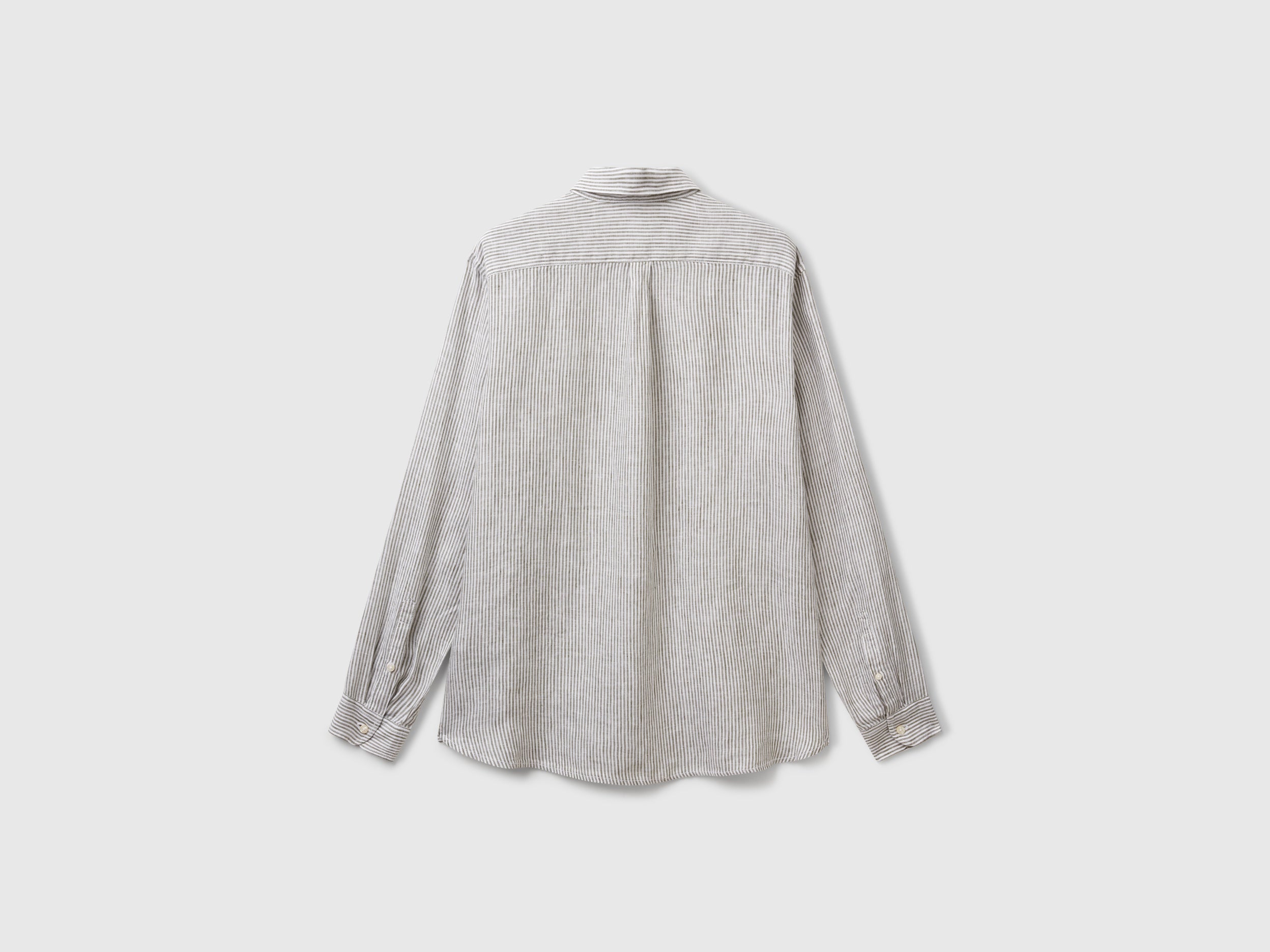 Green and white striped shirt in pure linen - ucb_image_BS
