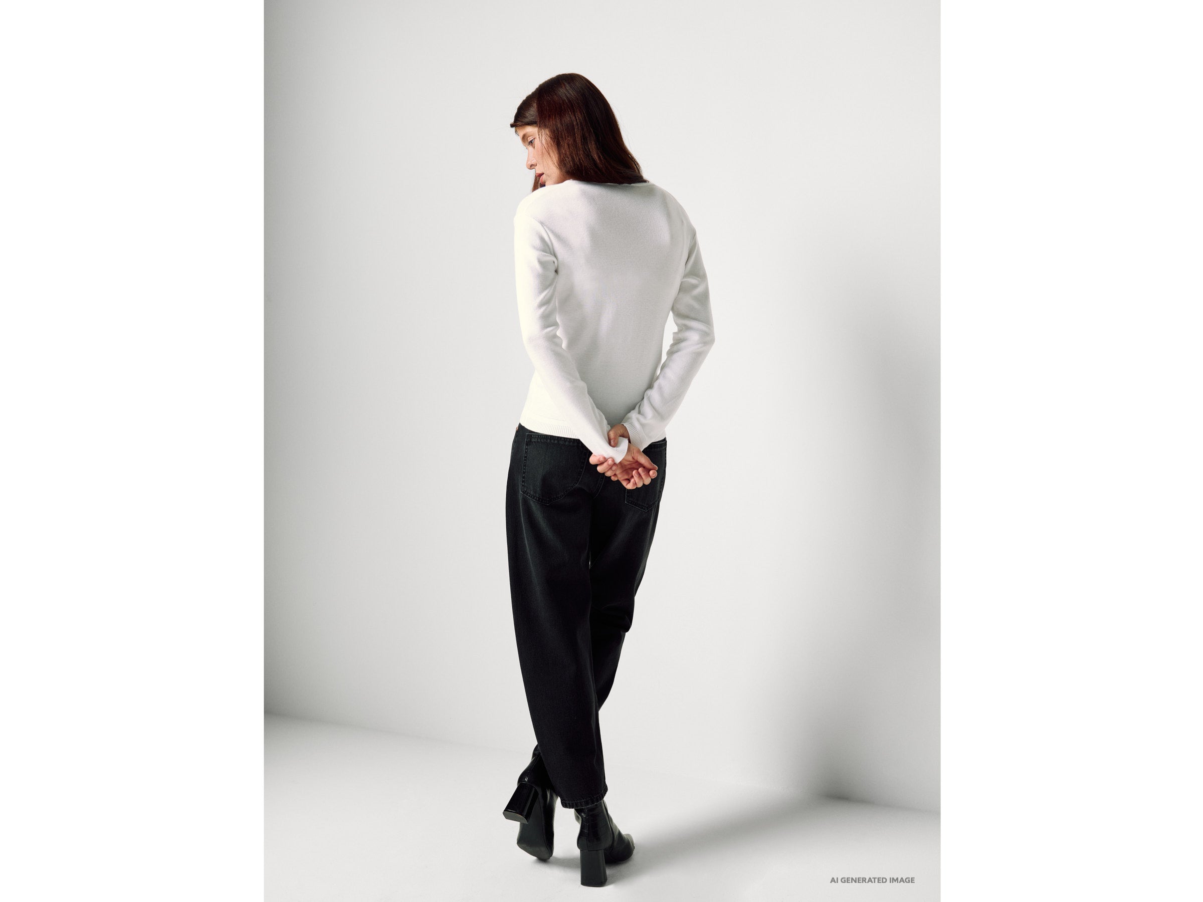 Camisola com decote em V em algodão puro - ucb_image_B