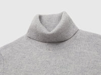 Camisola de gola alta cinza-claro em pura caxemira - ucb_image_DS1