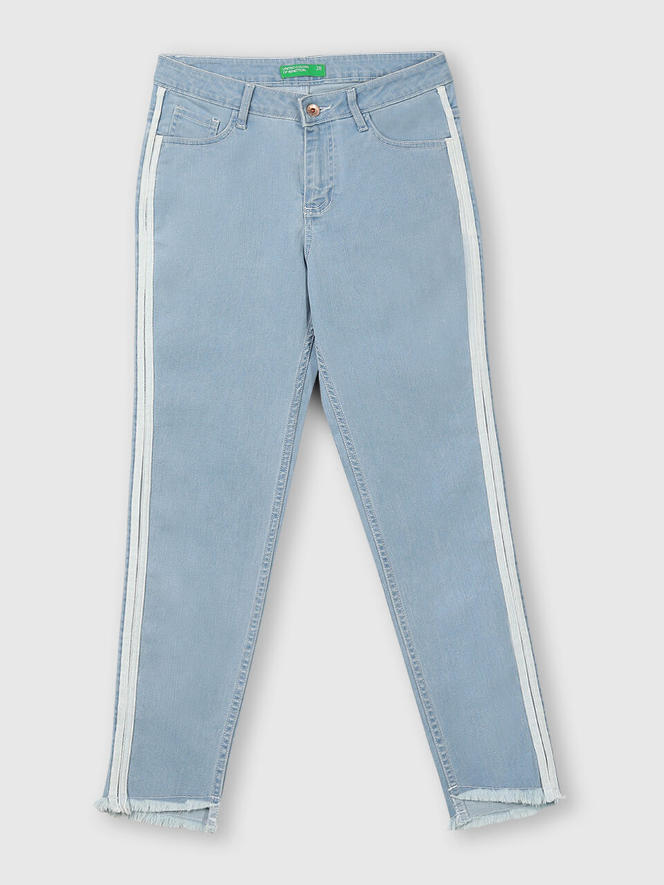 Cotton Skinny Fit Denim with White Taping on Sides image number 1