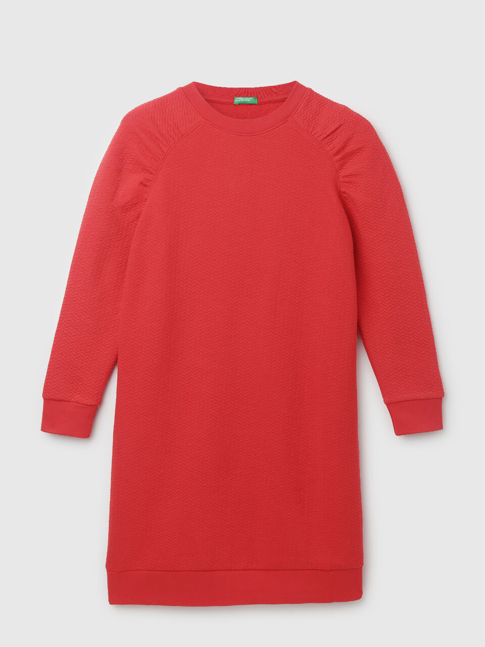 LONG SLEEVE HERRINGBONE SWEAT DRESS image number 1