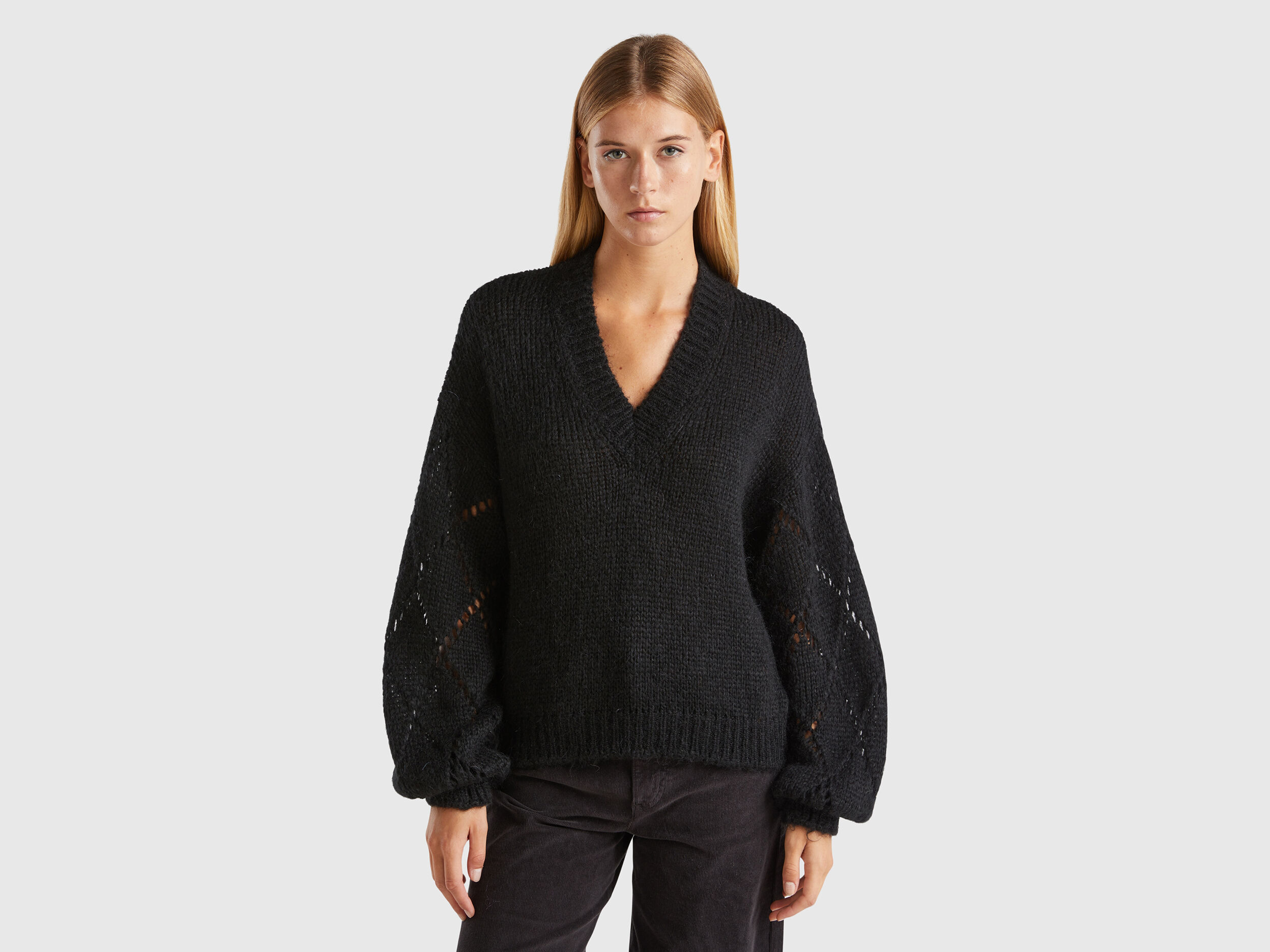 Benetton v neck sweater best sale