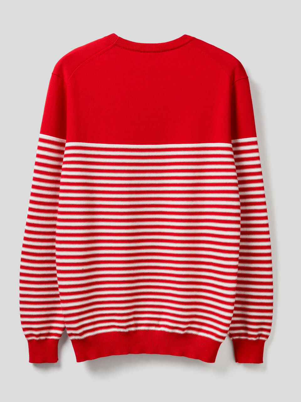 Striped 100% cotton crew neck sweater Men image number 2