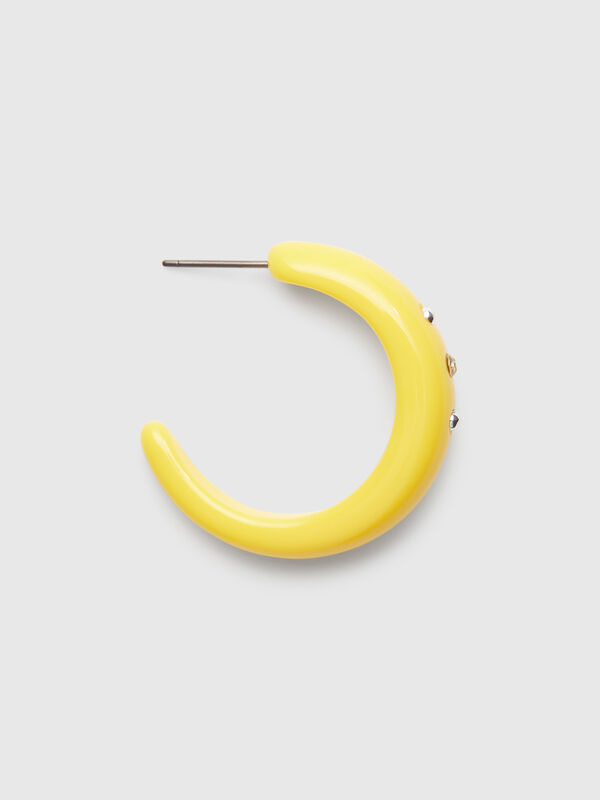 Yellow hoop earrings with rhinestones and studs Women