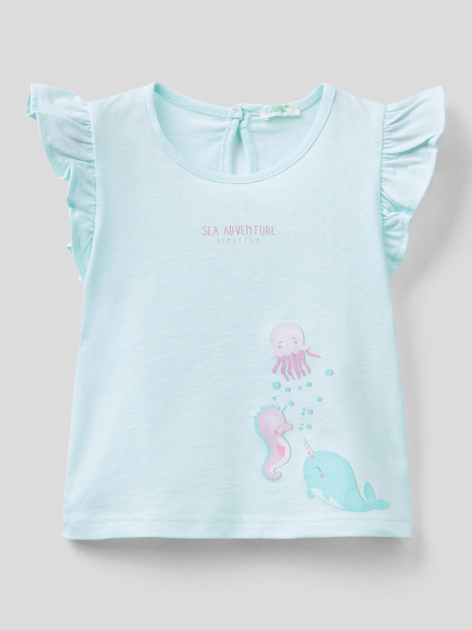 T-shirt with ruffle sleeves in organic cotton image number 1