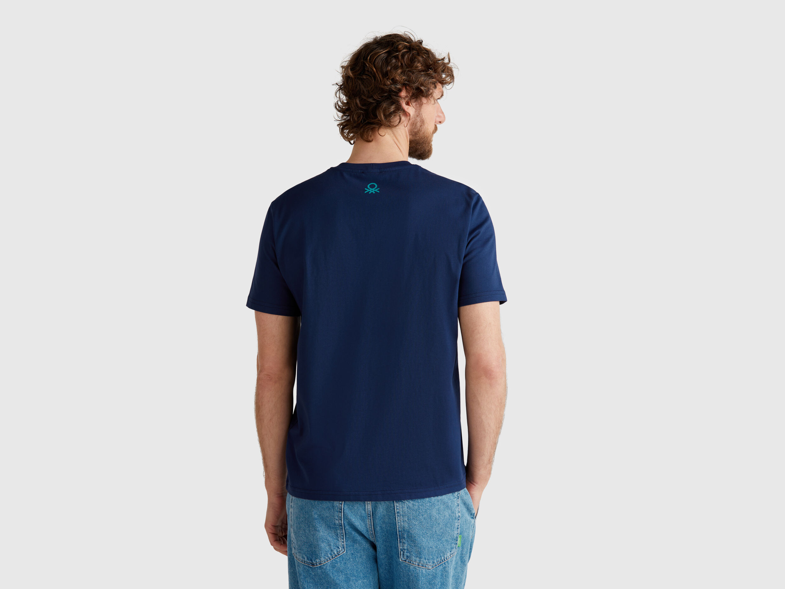 Midnight blue t-shirt with graphic - Dark Blue | Benetton