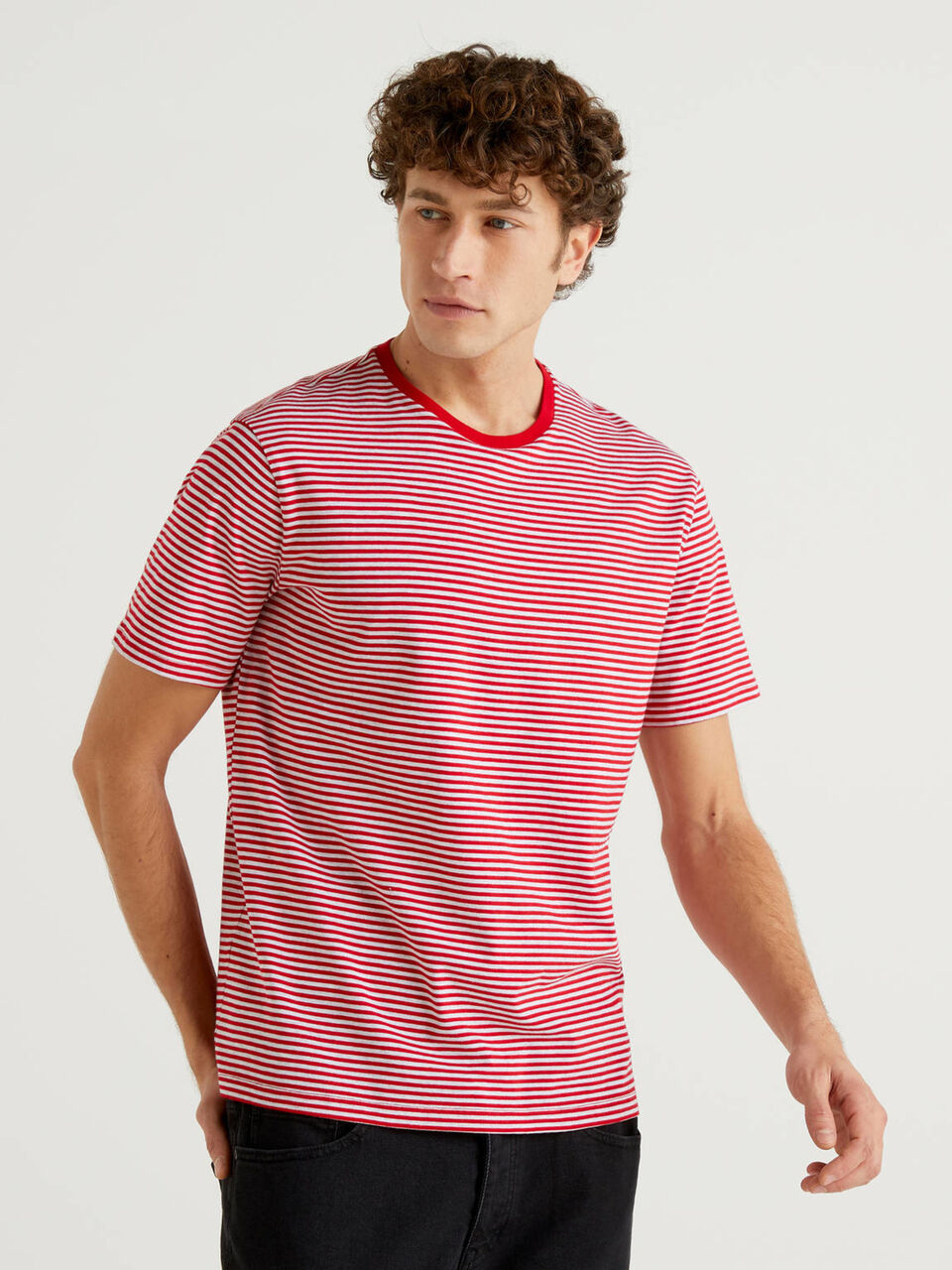 Striped t-shirt in pure cotton Men image number null