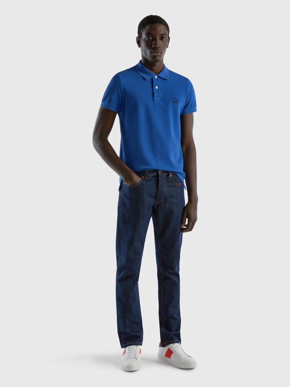 Cornflower blue slim fit polo