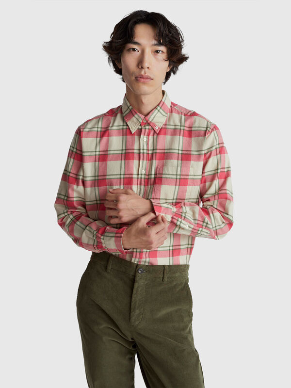 Flannel button-down shirt Men