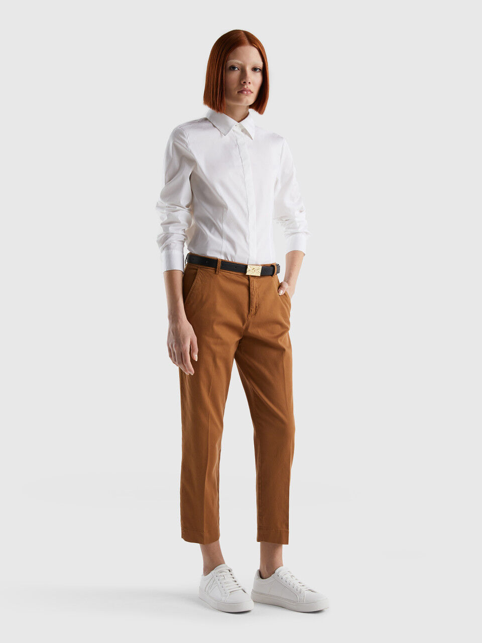 Cropped chinos in stretch cotton