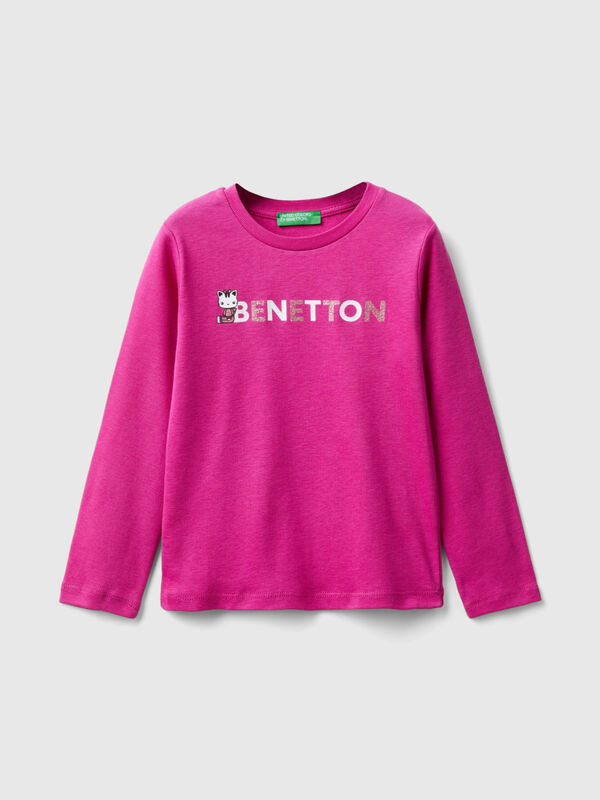 Organic cotton t-shirt with glittery print Junior Girl