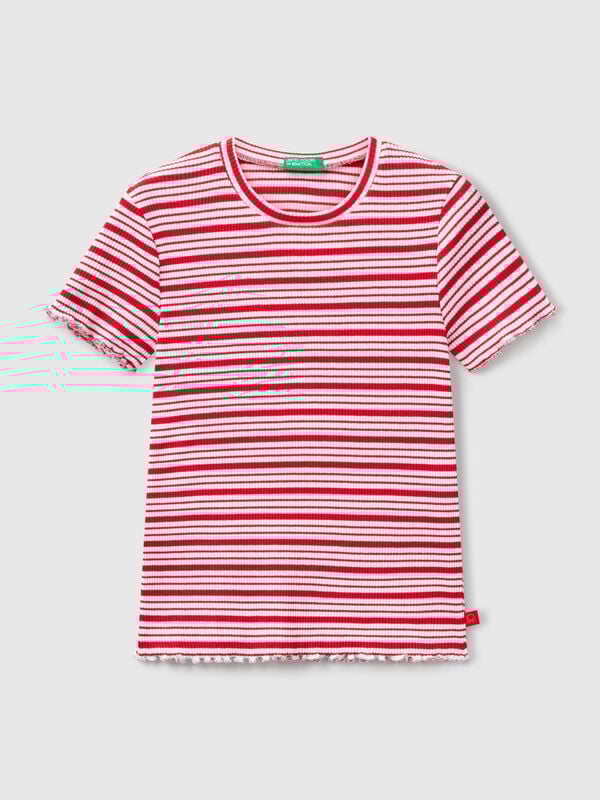 Striped stretch cotton t-shirt Junior Girl