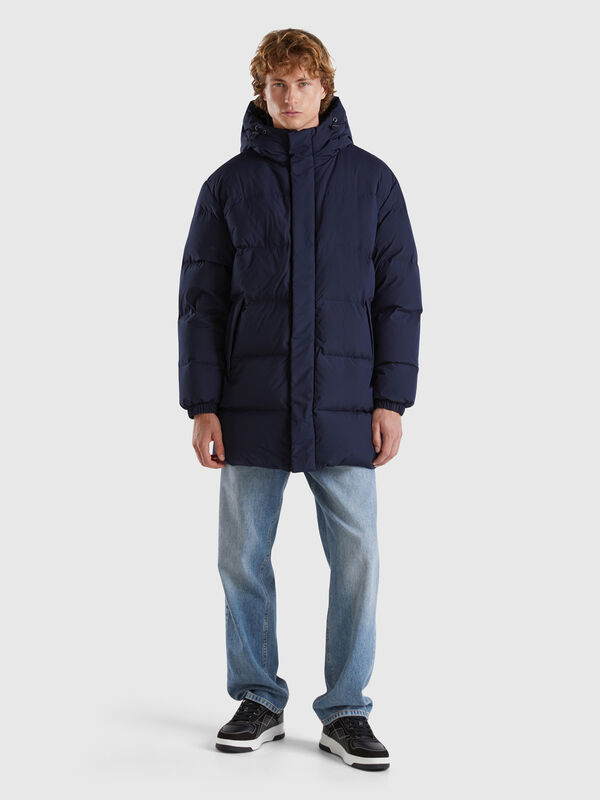Long puffer jacket with recycled down Men