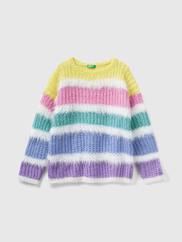 Striped sweater with lurex