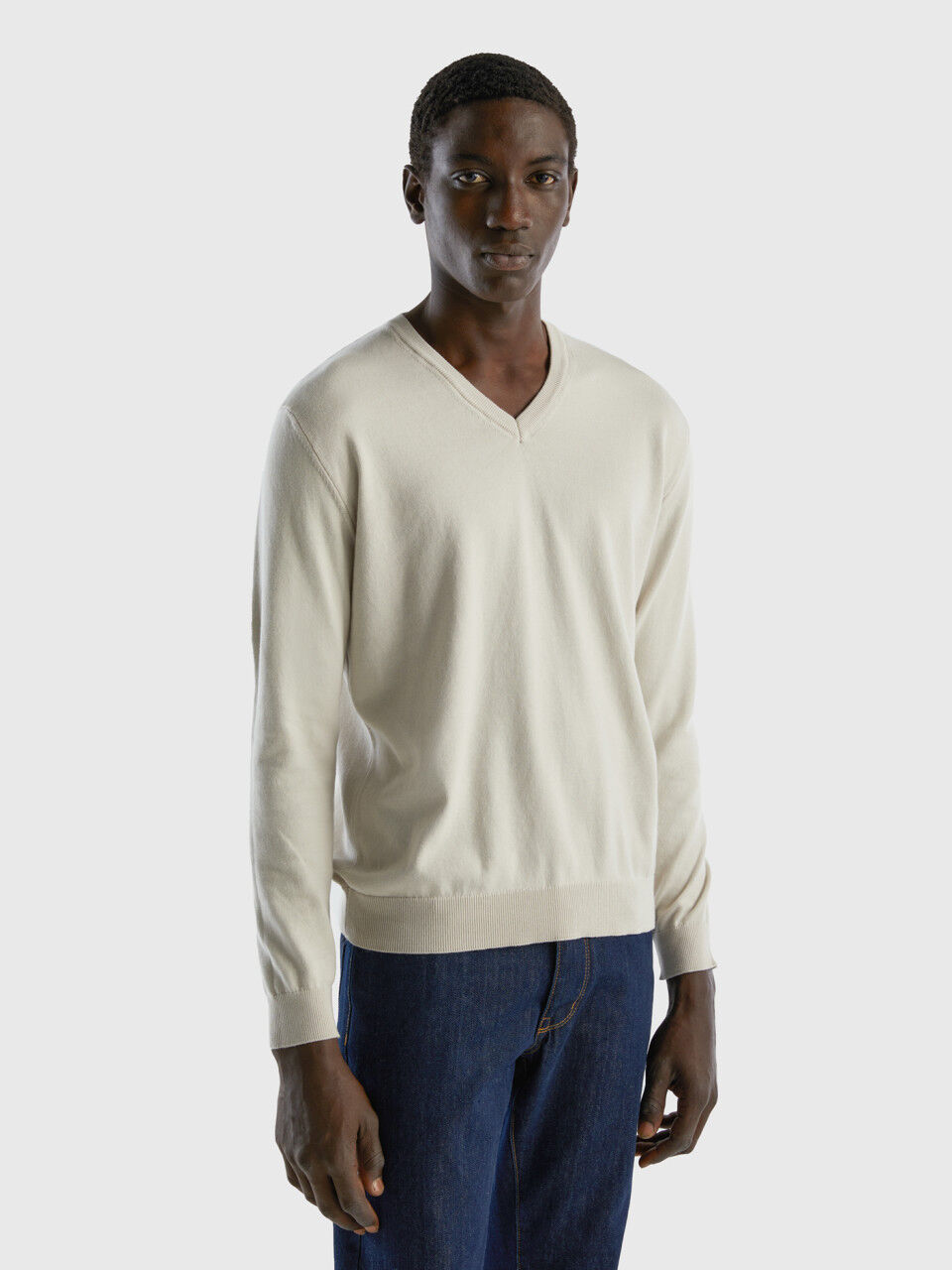 V-neck sweater in pure cotton