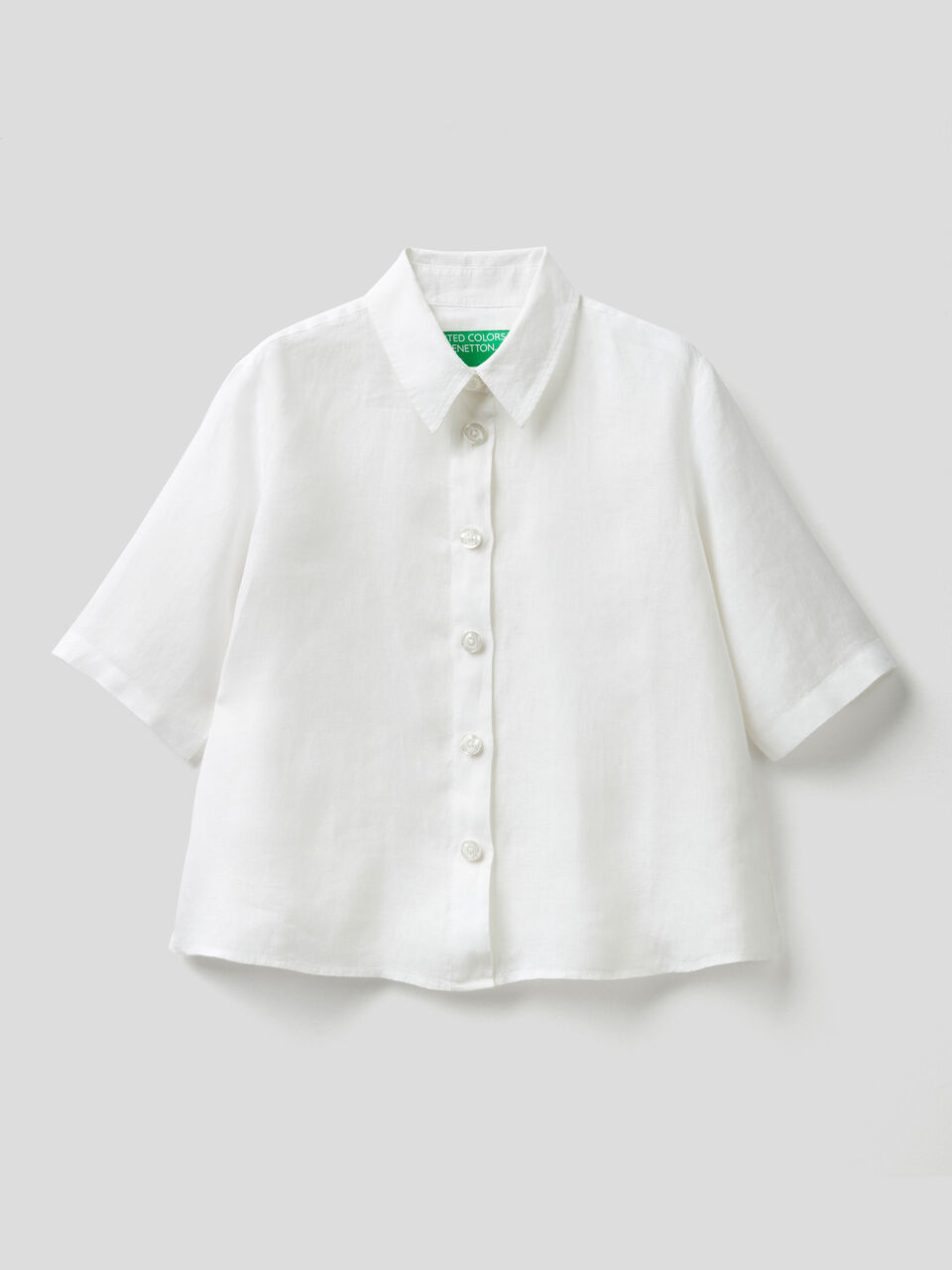 Short shirt in pure linen image number 1