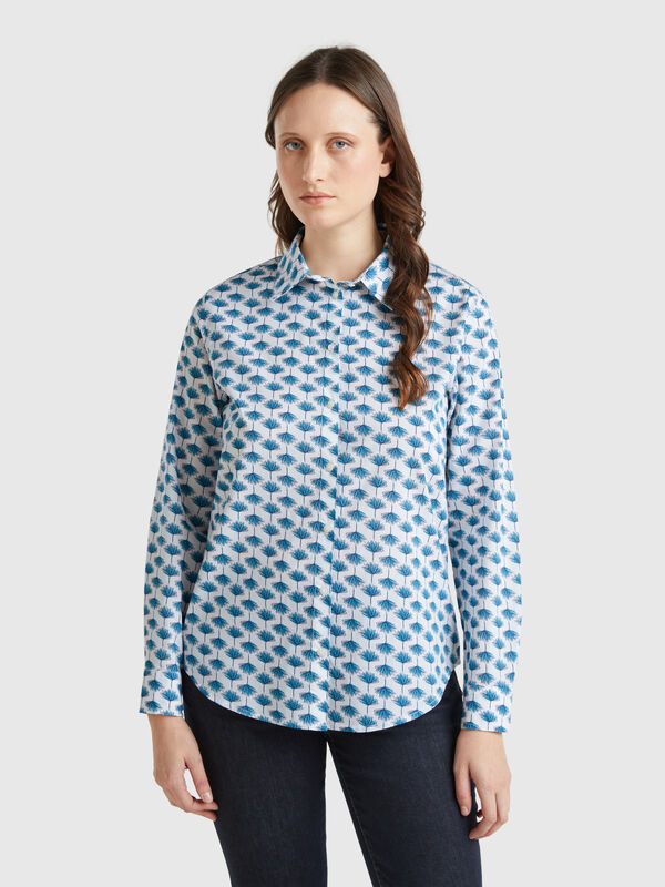 Patterned dark white shirt Women