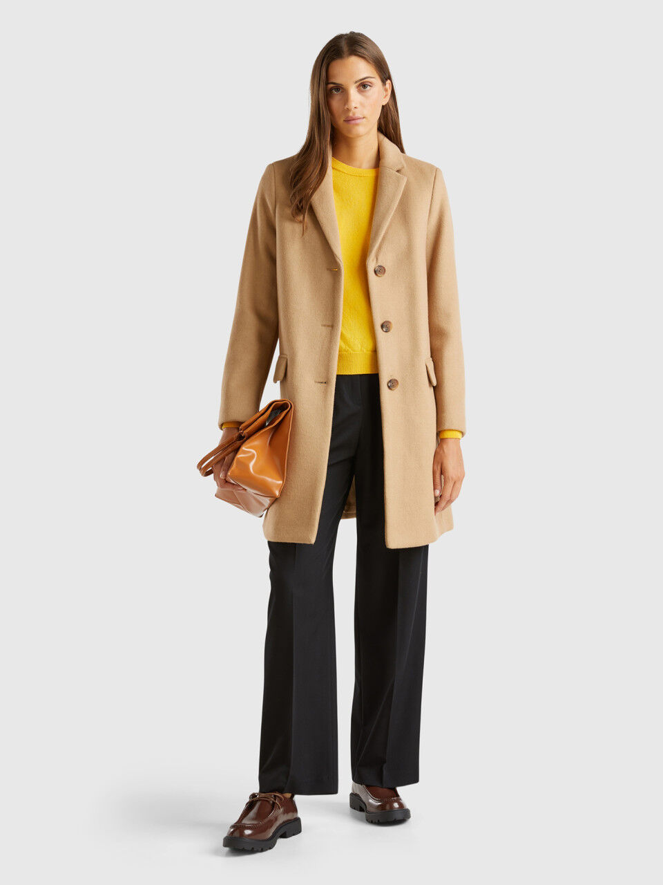 Benetton camel coat outlet