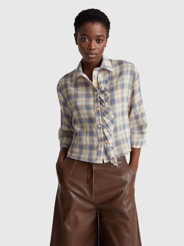 Check shirt with rouches Women
