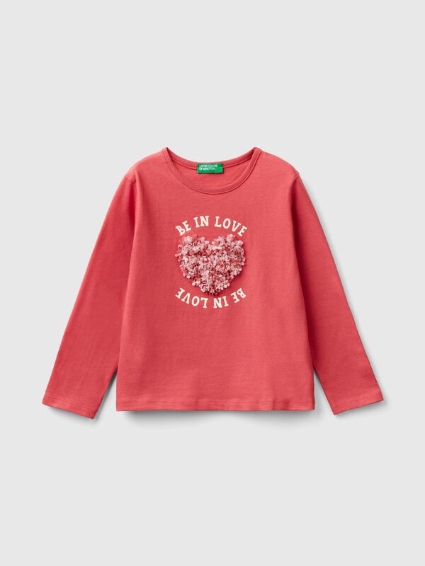 T-shirt with petal effect applique Junior Girl